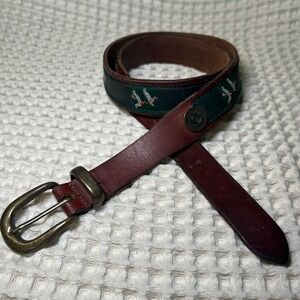 Thompson Leather Exeter NH Pheasant Embroidered Belt Winchester Shells Brown 34